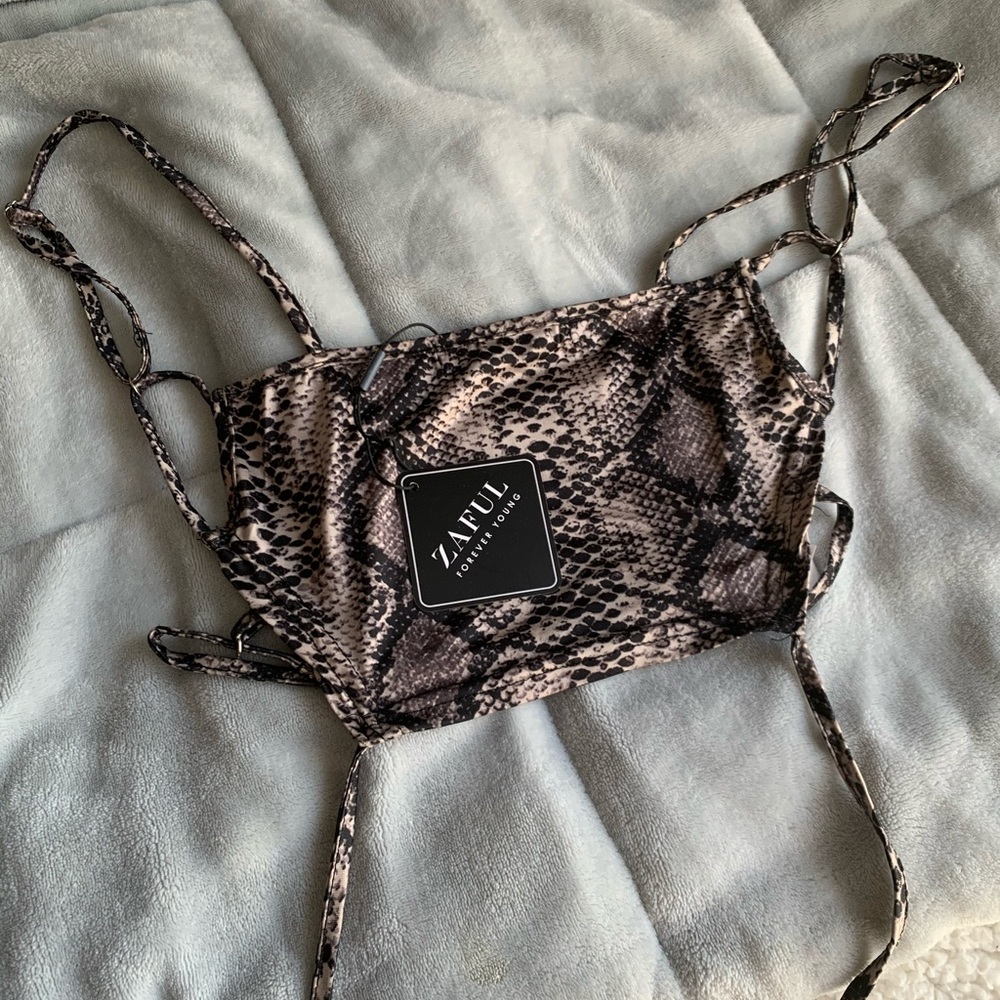 Snakeskin tie top
